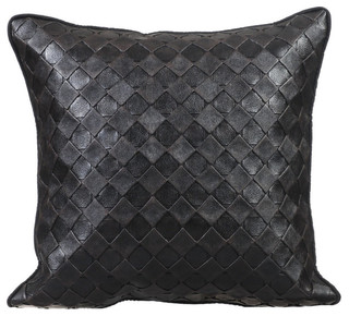 Leather Black Cushions Cover, Black Leather Cushion