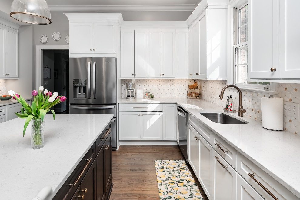 Transitional White Kitchen Design Matthews, NC - Transitional - Kitchen ...