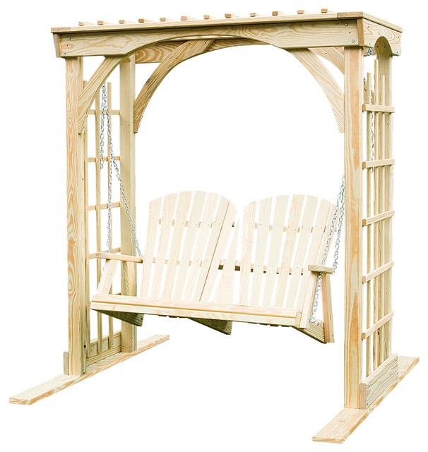 Pine Martha's Arbor 3'x6' With 4' Adirondack Swing, Unfinished