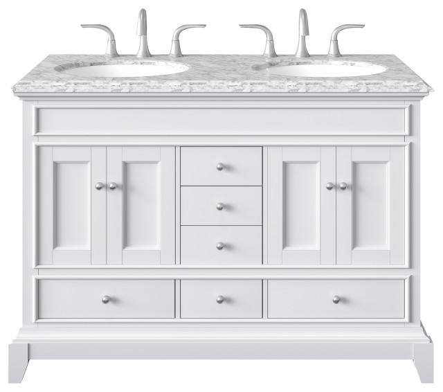Eviva Elite Stamford 48" White Double Sink Bathroom Vanity w/ Double