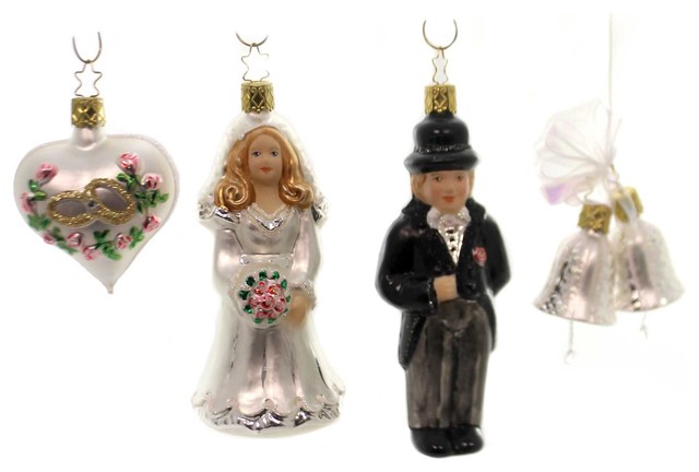 glass bride and groom christmas ornaments