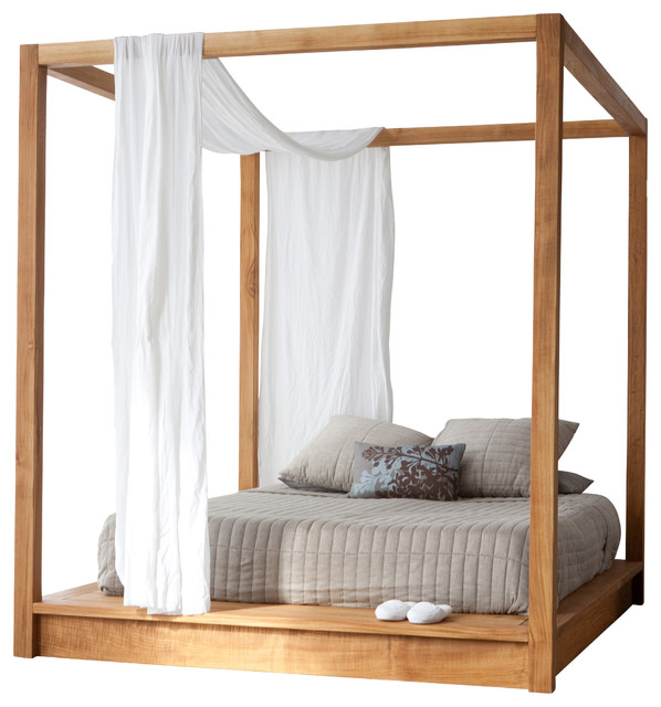 Laxseries Canopy Bed Scandinavian, Wood Canopy Bed Frame California King