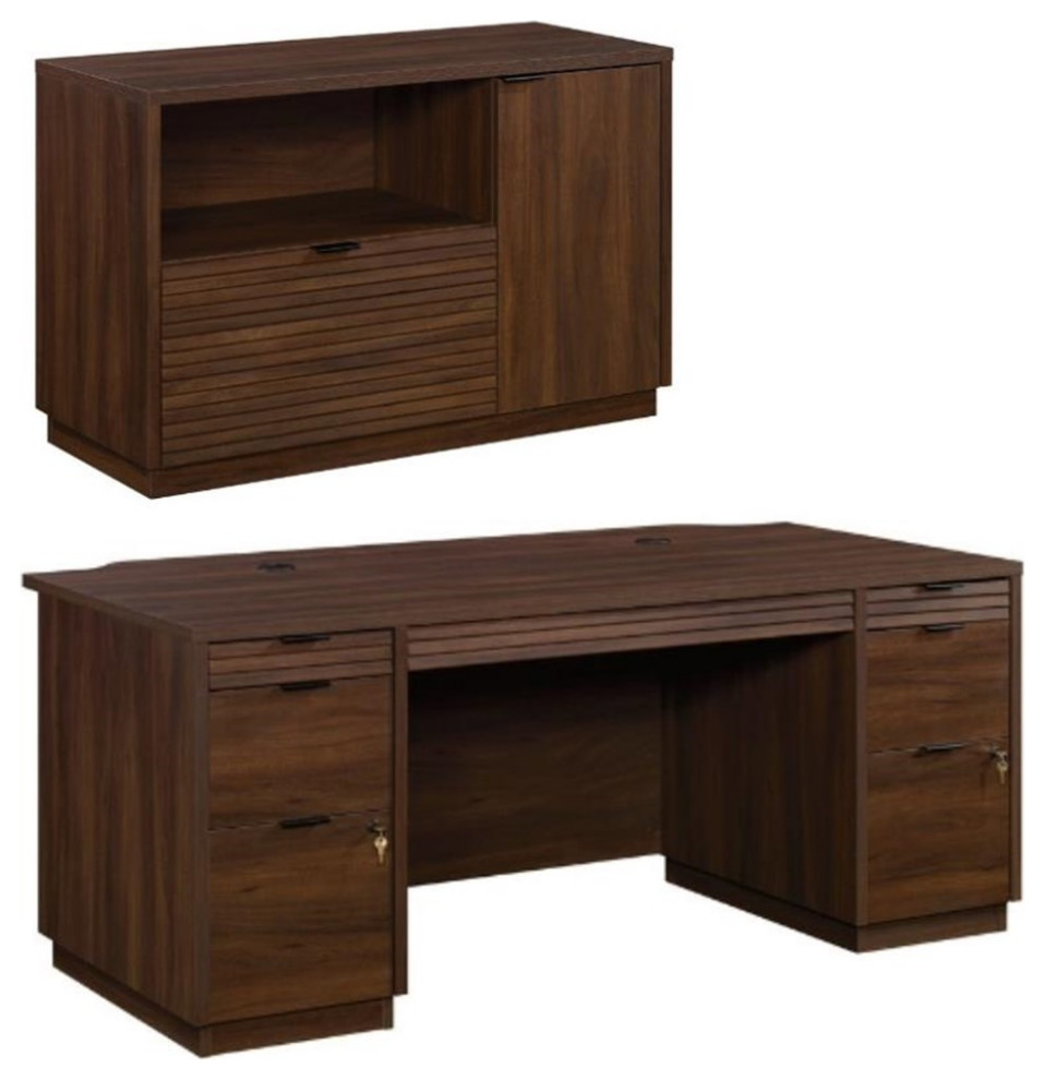 Home Square 2-Piece Set with Excutive Desk & Small Filing Cabinet Credenza