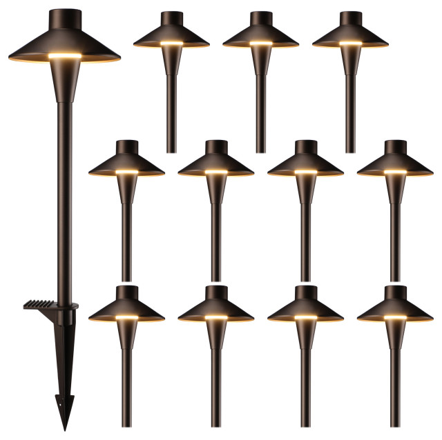 12Pack 3CCT Low Voltage Pathway Lights, 5W 12V LED Landscape Path Light Modern Path Lights