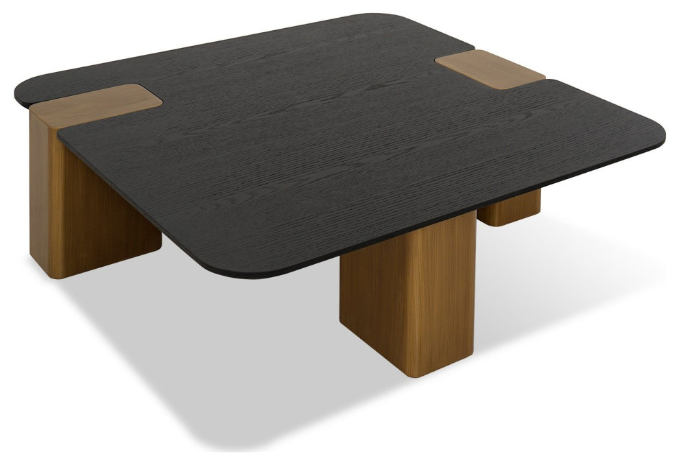 Modrest Harold Black Oak+ Brushed Gold Oak Square Small Coffee Table ...
