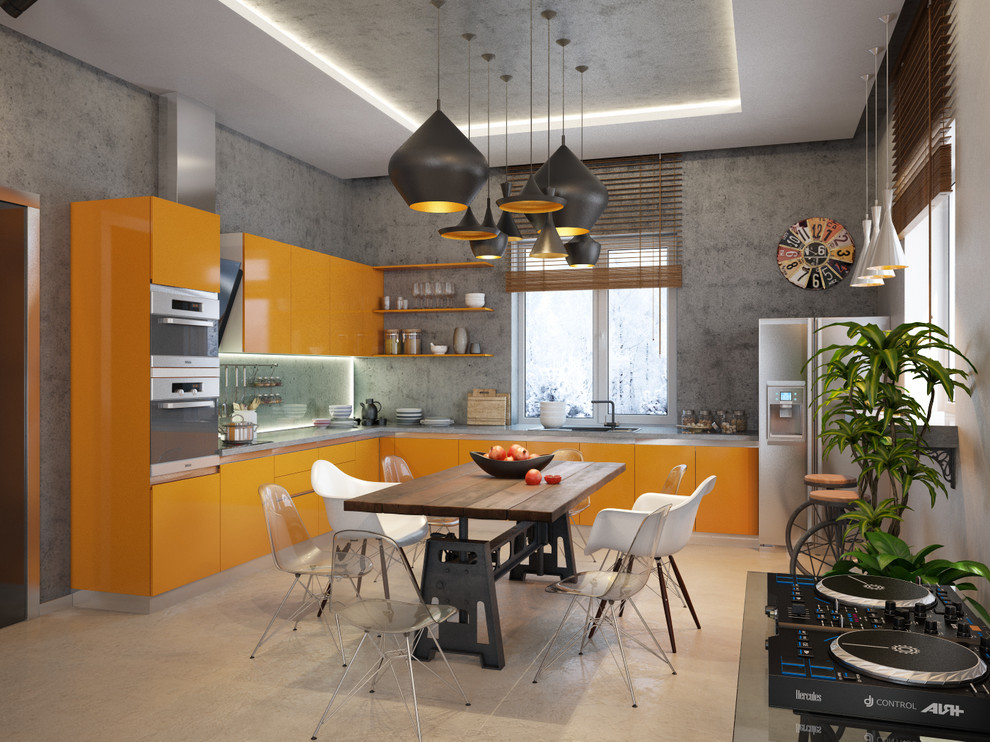 Проект гостиной - столовой в коттедже