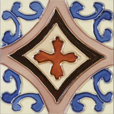 Trebol 6" x 6" Blue 6" x 6" Deco Tiles Glossy Ceramic