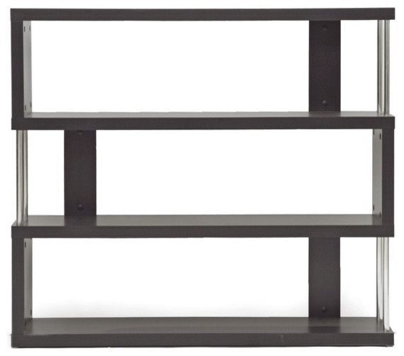 Barnes Dark Brown Three, Shelf Modern Bookcase Contemporary