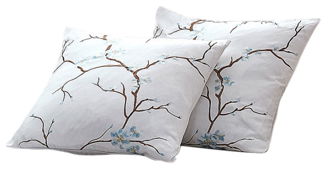 Cherry Blossom Embroidery 2 Piece Pillow Shell Sets Asian Decorative Pillows By Bnf Home Houzz