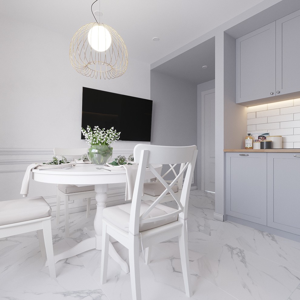 Кухня в современной классике в серых тонах