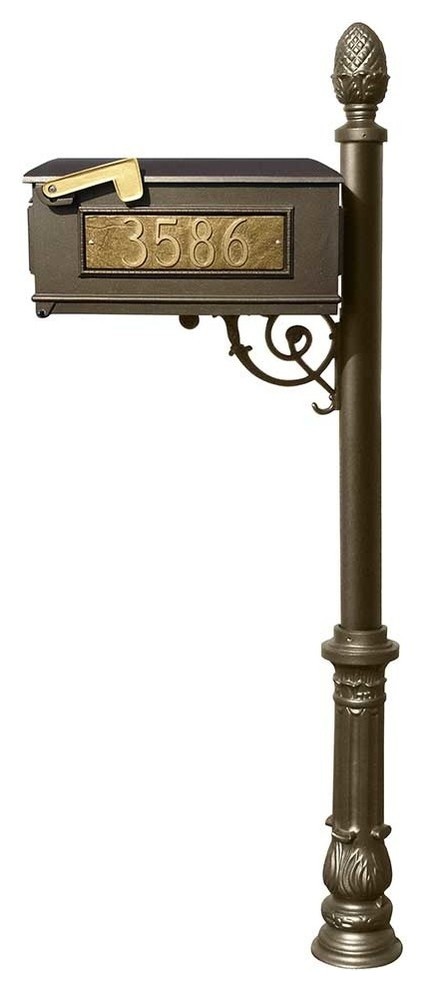 Mailbox Post System-Ornate Base, Pineapple Finial, Bronze