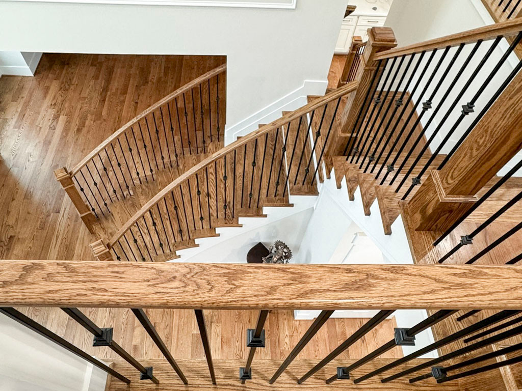 117_Distinct Oak Staircase with Iron Balusters & Oak Rail Profile, Chantilly VA