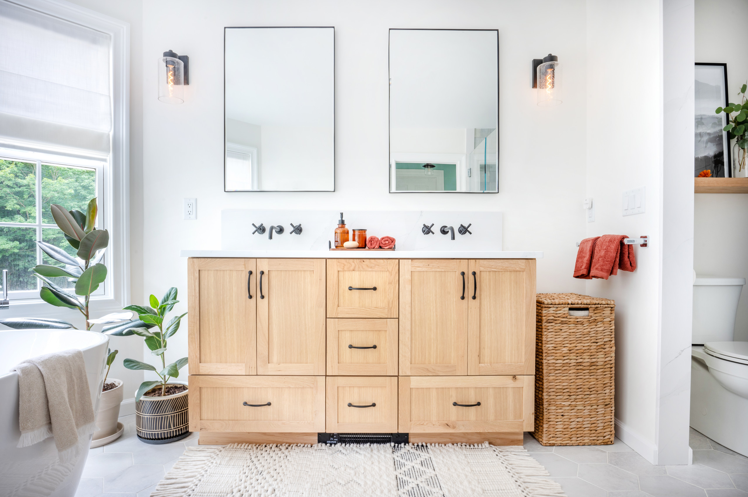 Bathroom of the Week Light and Airy With a Warm White Oak Vanity