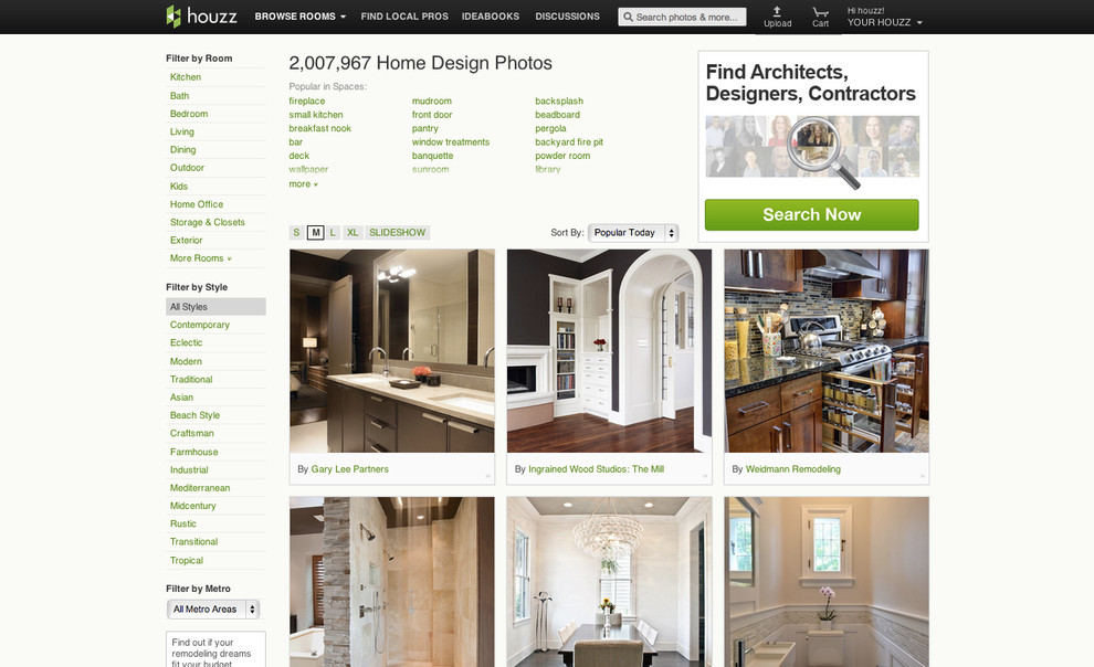 New on Houzz: Browse Home Photos by 14 Design Styles