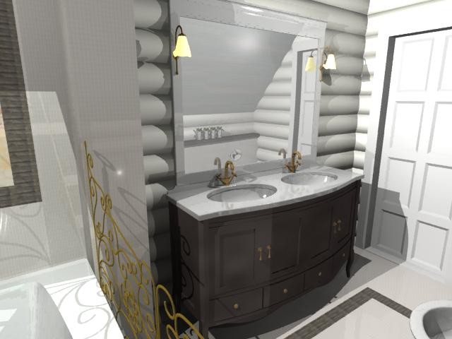 ванная с джакузи на мансардном этаже в доме из бруса