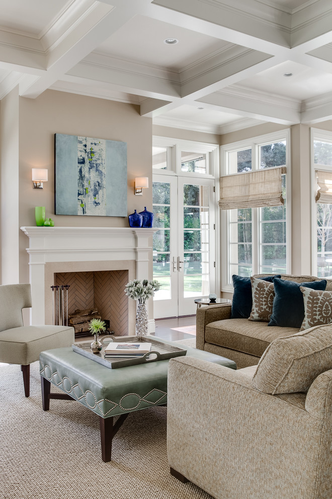 Inspiration for a traditional family room in San Francisco with beige walls and no tv.