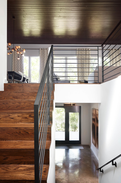 Entry Stairs with Bespoke Iron Railings contemporary-staircase