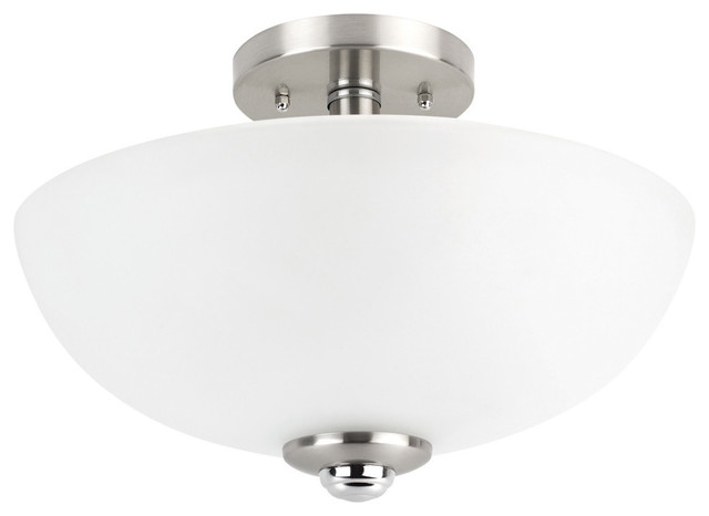 Hudson 2 Light Brushed Nickel And Chrome Semi Flush Mount Ceiling