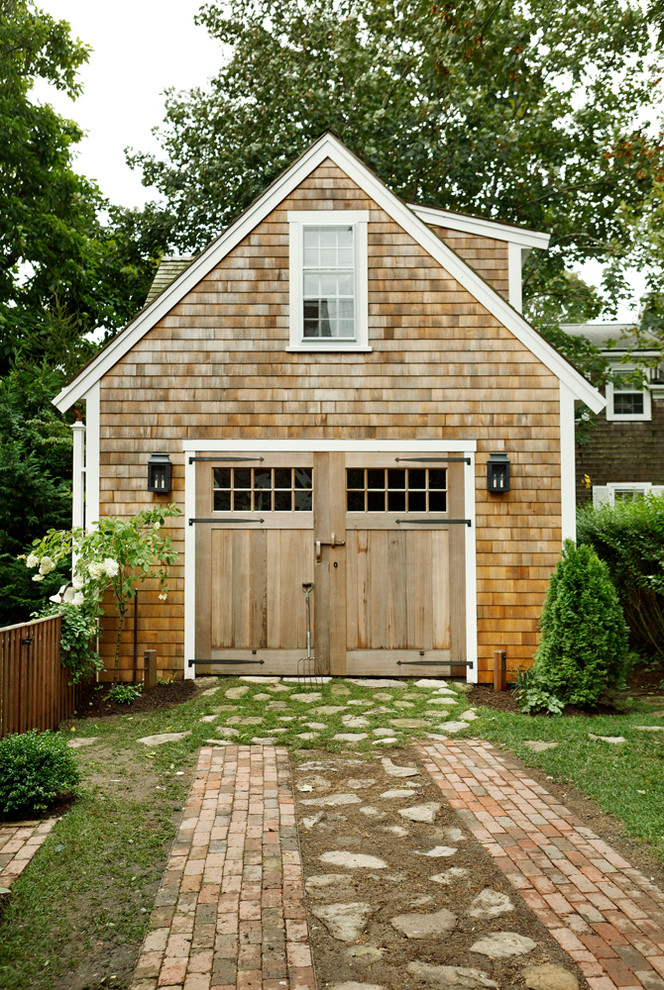 Inspiration for a beach style detached garage in Boston.