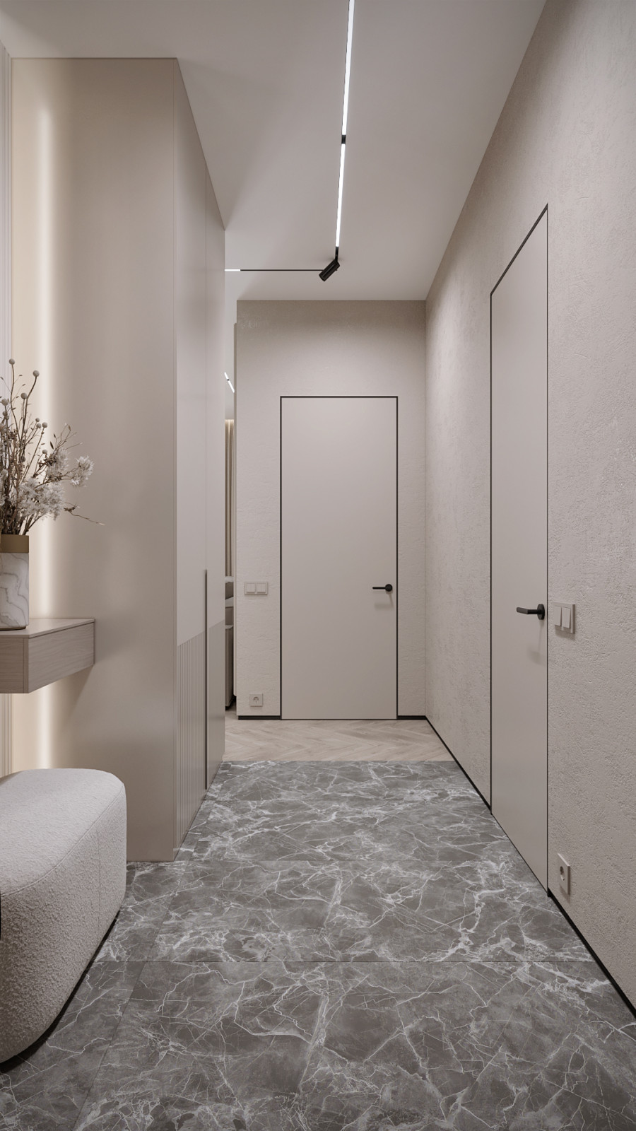 3к студия монохромный интерьер в стиле Современной классики