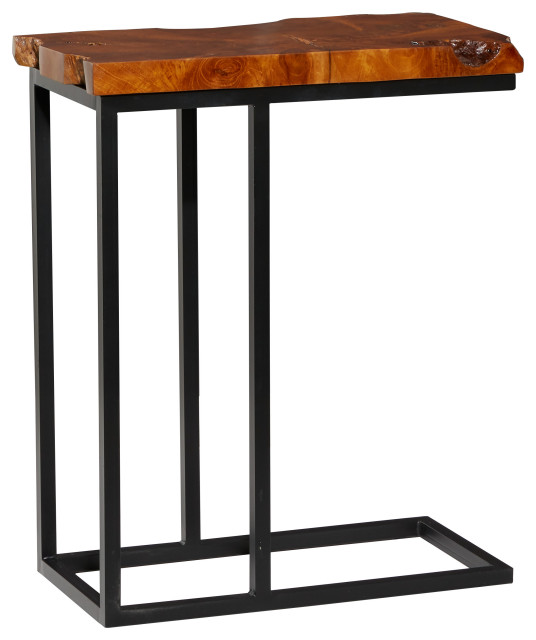 Contemporary Brown Teak Wood Accent Table 71471 Rustic Side Tables