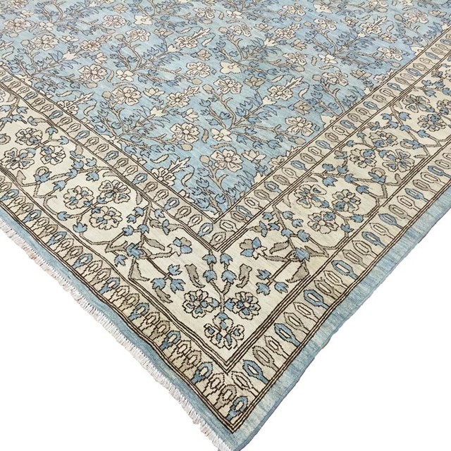 Kafkaz Clarisa Light Blue Tan Area Rug 10 4 X13 8