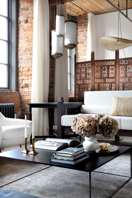 Worldly Loft rustic-living-room