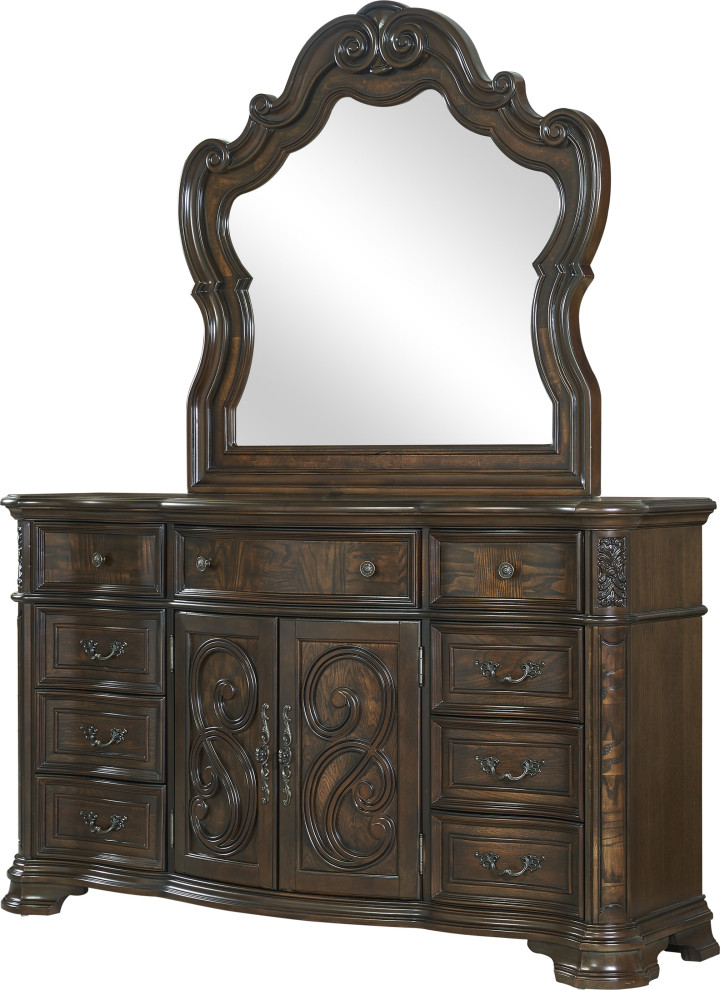 Royale Dresser and Mirror Traditional Dressers by HedgeApple