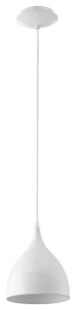 Eglo Coretto 1-Light 7" Pendant, Steel/Glossy White, 92716A