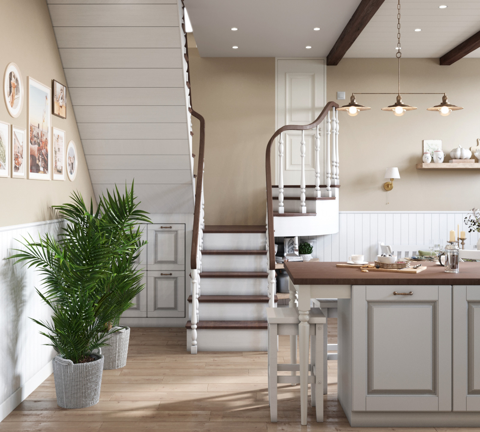 Дизайн-проект загородного дома 77,25 кв.м. в г. Симферополь в стиле кантри