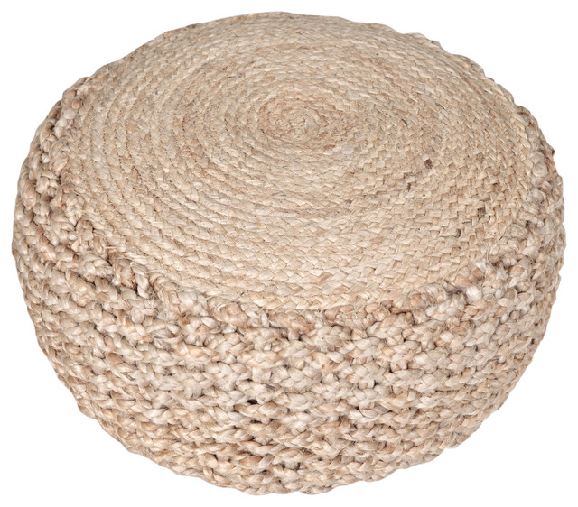 Nature S Child Braided Jute Pouf Ottoman 20 X10 Beach Style