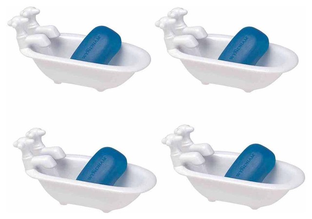 4 Vintage Porcelain Soap Dish Clawfoot Tub Sponge Tray 4 Vintage Porcelain Soap Dish Clawfoot Tub Sponge Tray