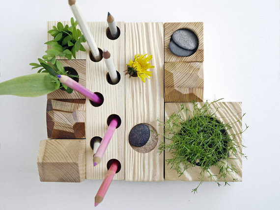Desk Organizer, Desktop Zen Garden, Natural Wood By KarolinFelixDream