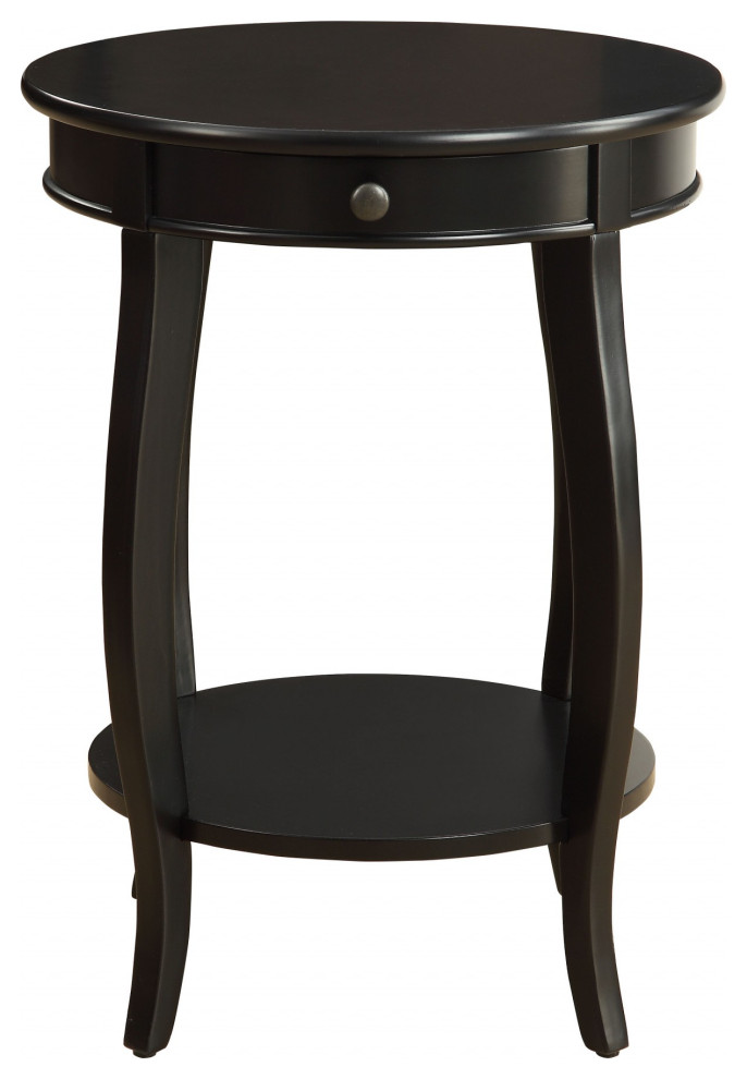 Vintage Look Black Wood End Table With Storage Transitional Side