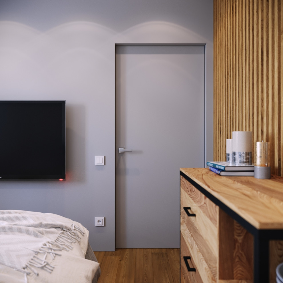 Компактная спальня. Минимализм и дерево.