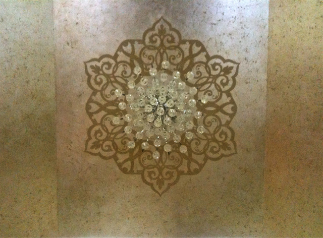 Gilded Ceiling With Arabesque Stencil Designs Traditional