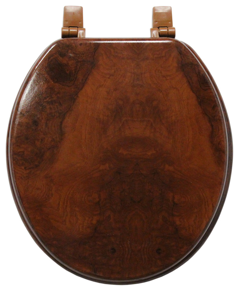 Trimmer Wood Toilet Seat With Faux Wood Grain Painting, Medium Wood