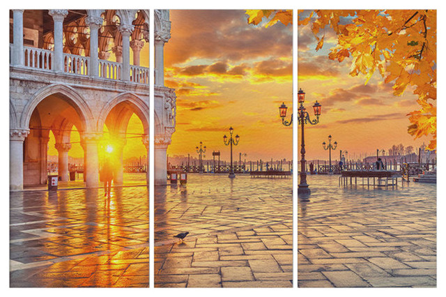 3 Piece San Marco Square At Sunrise Print Contemporary Prints Posters By Lwhomedecor Houzz Uk