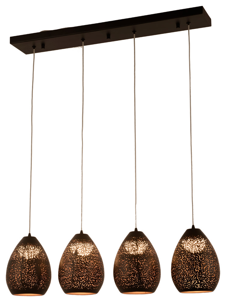 Java 4 Light Matte Black Large LED Kitchen Island Linear Pendant Light