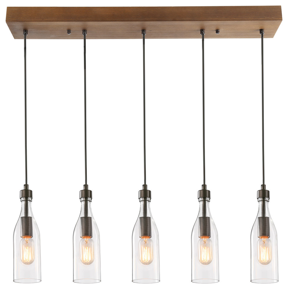 5Light Glass Mason Jar Lights Kitchen Island Lighting Transitional