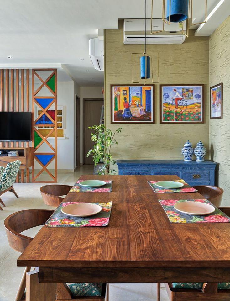 Inspiration for a tropical dining room in Mumbai.