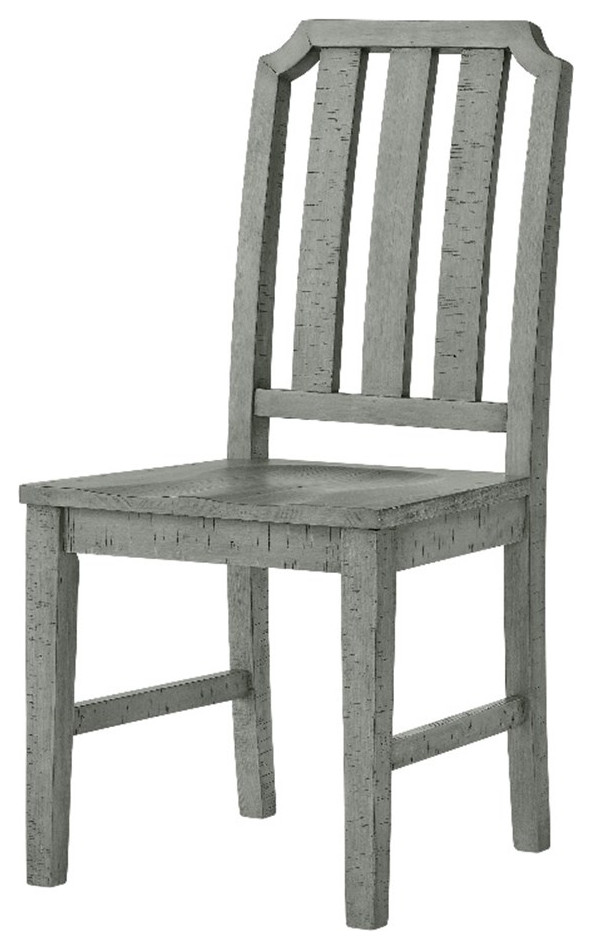 Beach House Solid Wood Dove Gray Dining Chair (Set of 2) Farmhouse Dining Chairs by