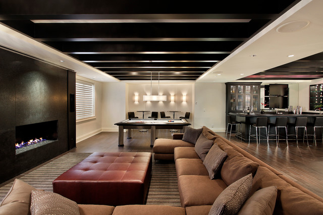Large Lower Basement with Built-In Cabinetry modern-keller