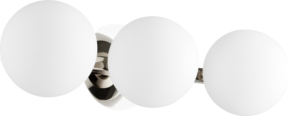 3-Light Globe Vanity Fixture, Polished Nickel