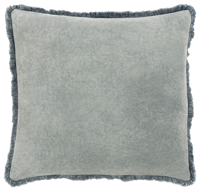 Washed Cotton Velvet WCV-001 Pillow Cover, Medium Gray, 18"x18"