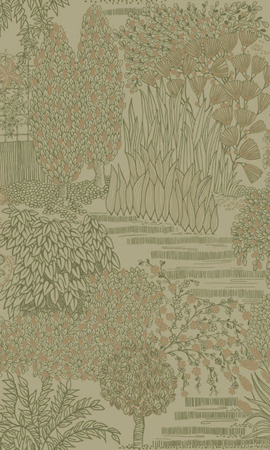 Japanese Gardens Tropical Wallpaper, Khaki, Sample