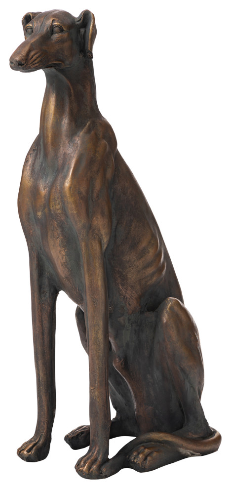 30.25"H MGO Sitting Greyhound Dog Statue - Contemporary - Garden