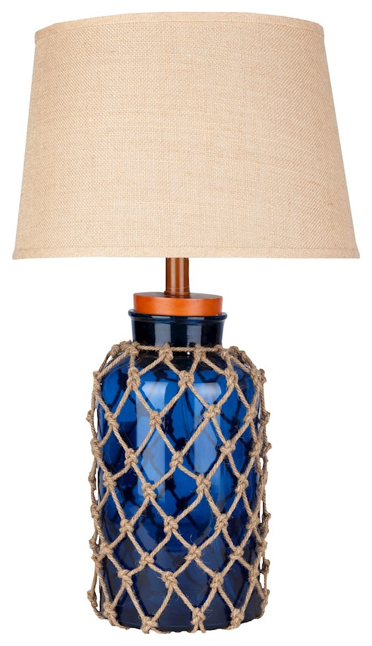 Amalfi Table Lamp by Surya, Glass and Jute/Brown Shade