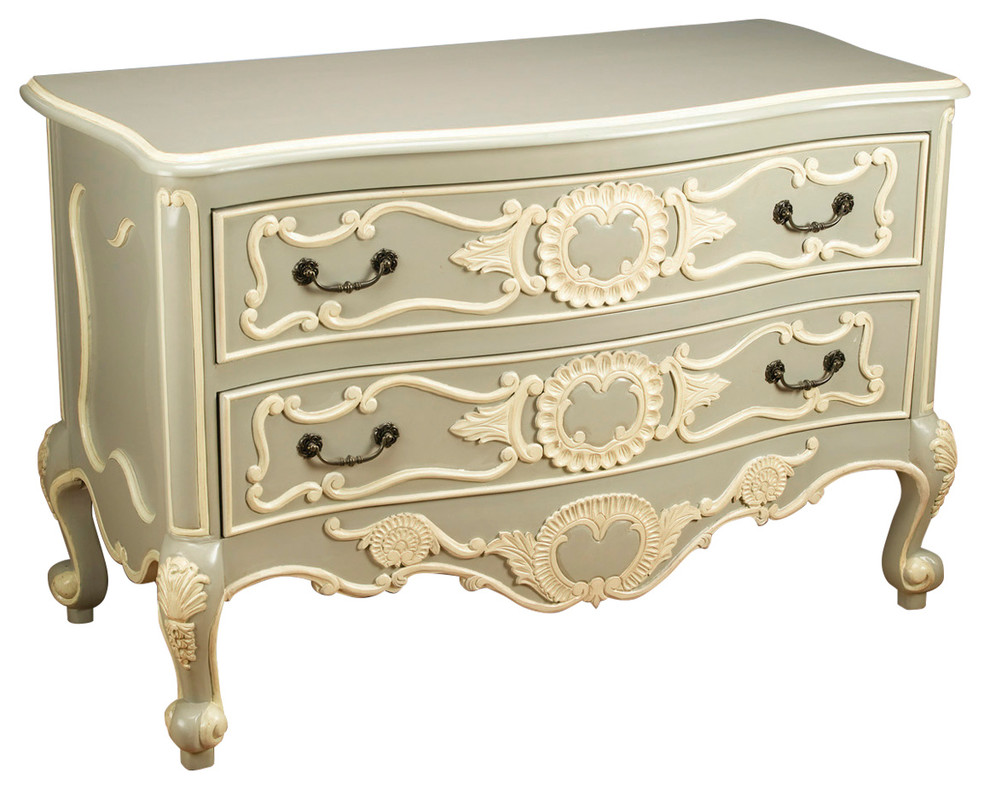 Sage Green and Cream 2Drawer Chest Traditional Accent