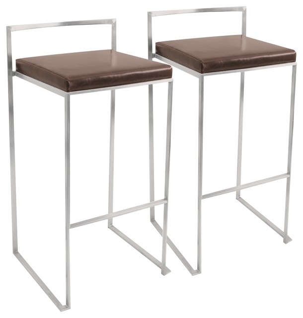 Lumisource Fuji Barstool, Set of 2, Brown